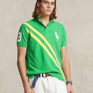 Polo Ralph Lauren Men's Green Pony Mesh Polo Shirt Size Medium
